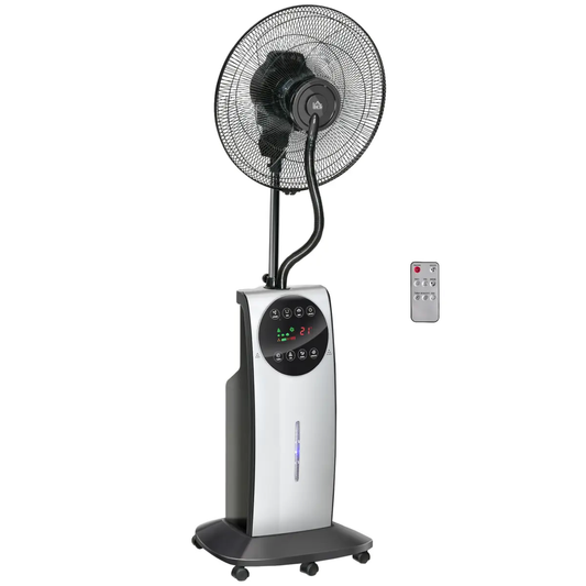 Pedestal Fan with Water Mist Spray Standing Fan w/ 3.1L Water Tank Black by HOMCOM