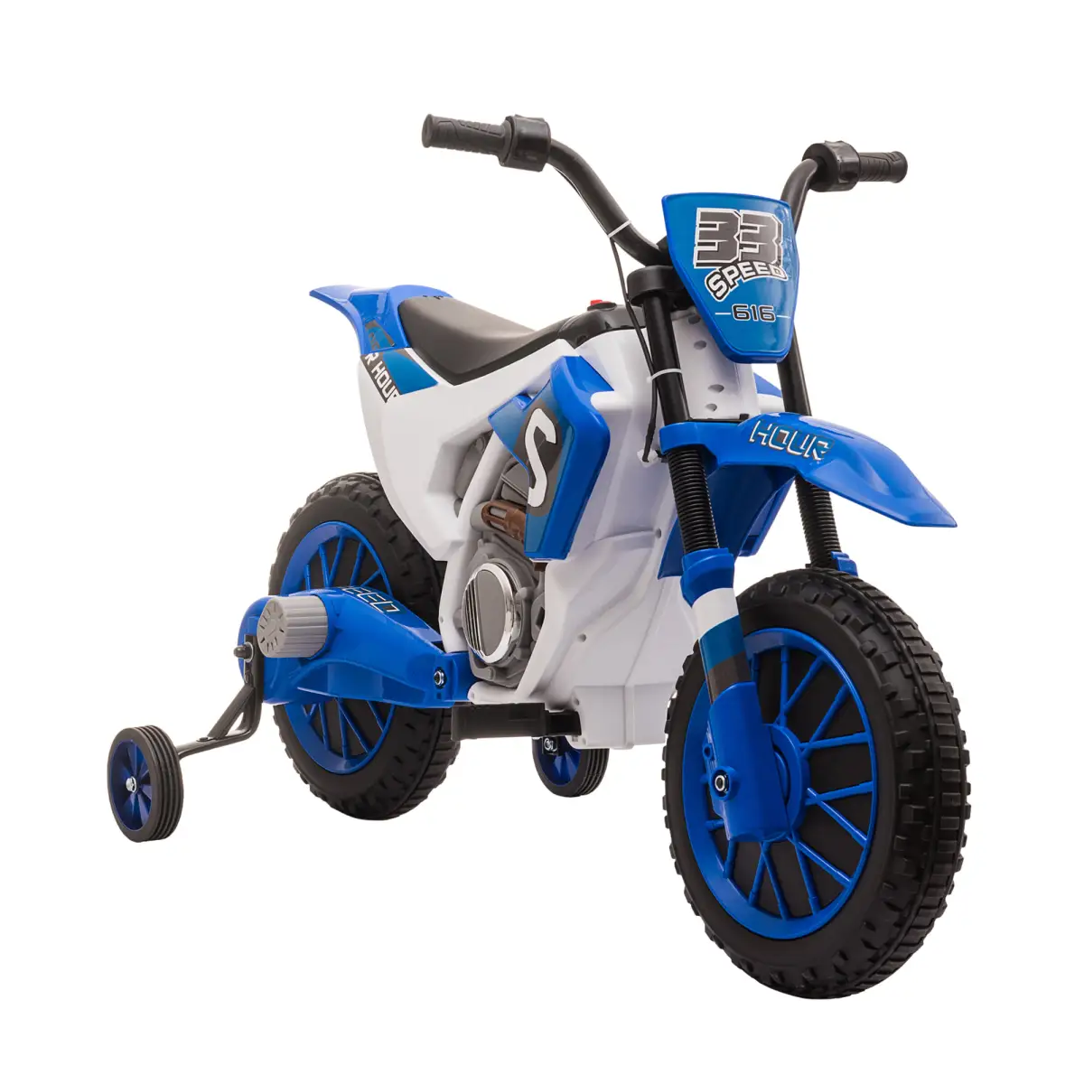 12V Kids Electric Motorbike Ride-On Motorcycle Training Wheels - Blue by HOMCOM