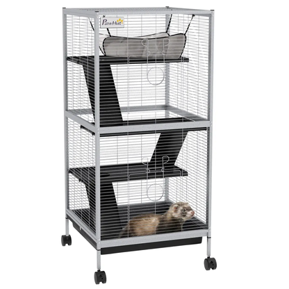 PawHut Rolling Small Animal Cage for Chinchillas Ferrets Kittens W/ Ramp Grey by PawHut