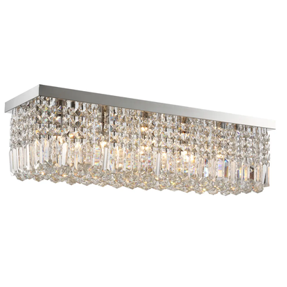 Modern Crystal Ceiling Light Square Crystal Chandelier E14 Base, Silver by HOMCOM