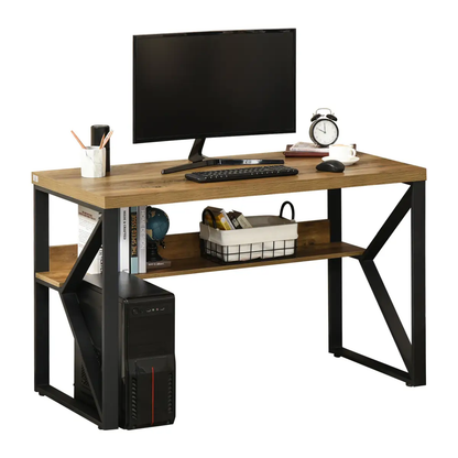 Computer Writing Desk K-Shaped Steel Leg Storage Shelf Home Office by Unbranded