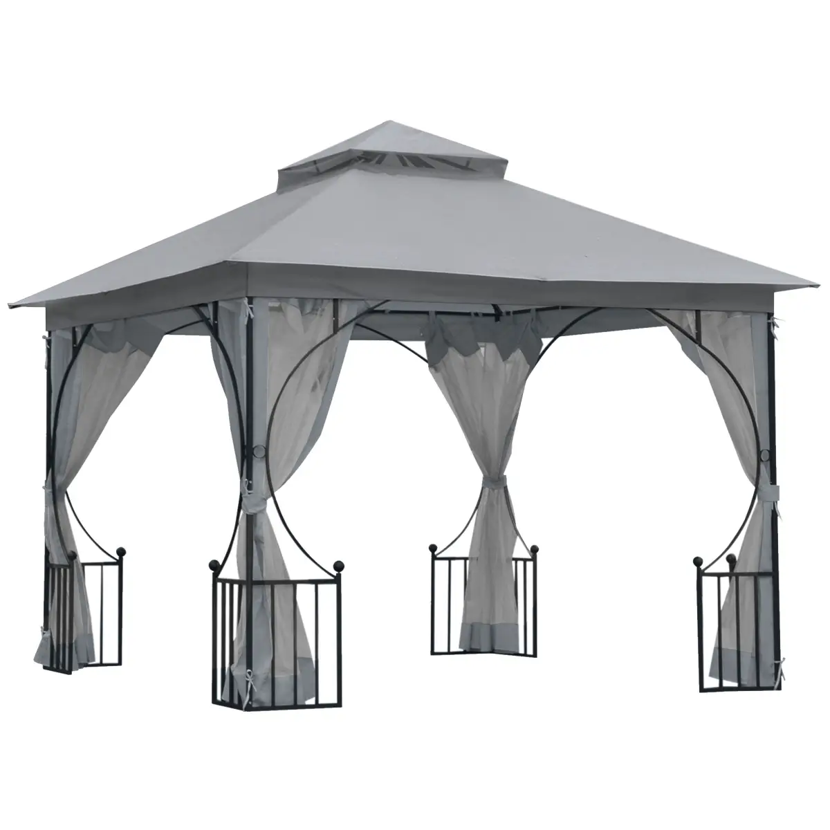 Gazebo Party Tent Canopy Sun Shade for Patio Garden Light Grey 3x3(m) Outsunny by Unbranded