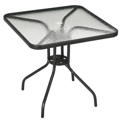 Square Patio Table, Tempered Glass Top Garden Dining Table 76 x 76cm Outsunny by Unbranded