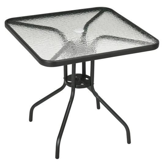 Square Patio Table, Tempered Glass Top Garden Dining Table 76 x 76cm Outsunny by Unbranded