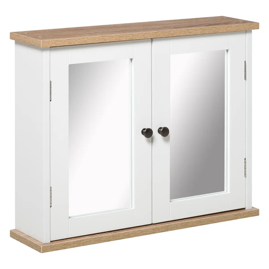 kleankin Bathroom Mirror Cabinet Wall Mounted Storage Cupboard W/ Double Door by Unbranded