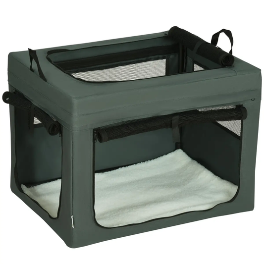 69cm Foldable Pet Carrier Cat Bag w/ Cushion, for Miniature, Small Dogs - Grey by Unbranded