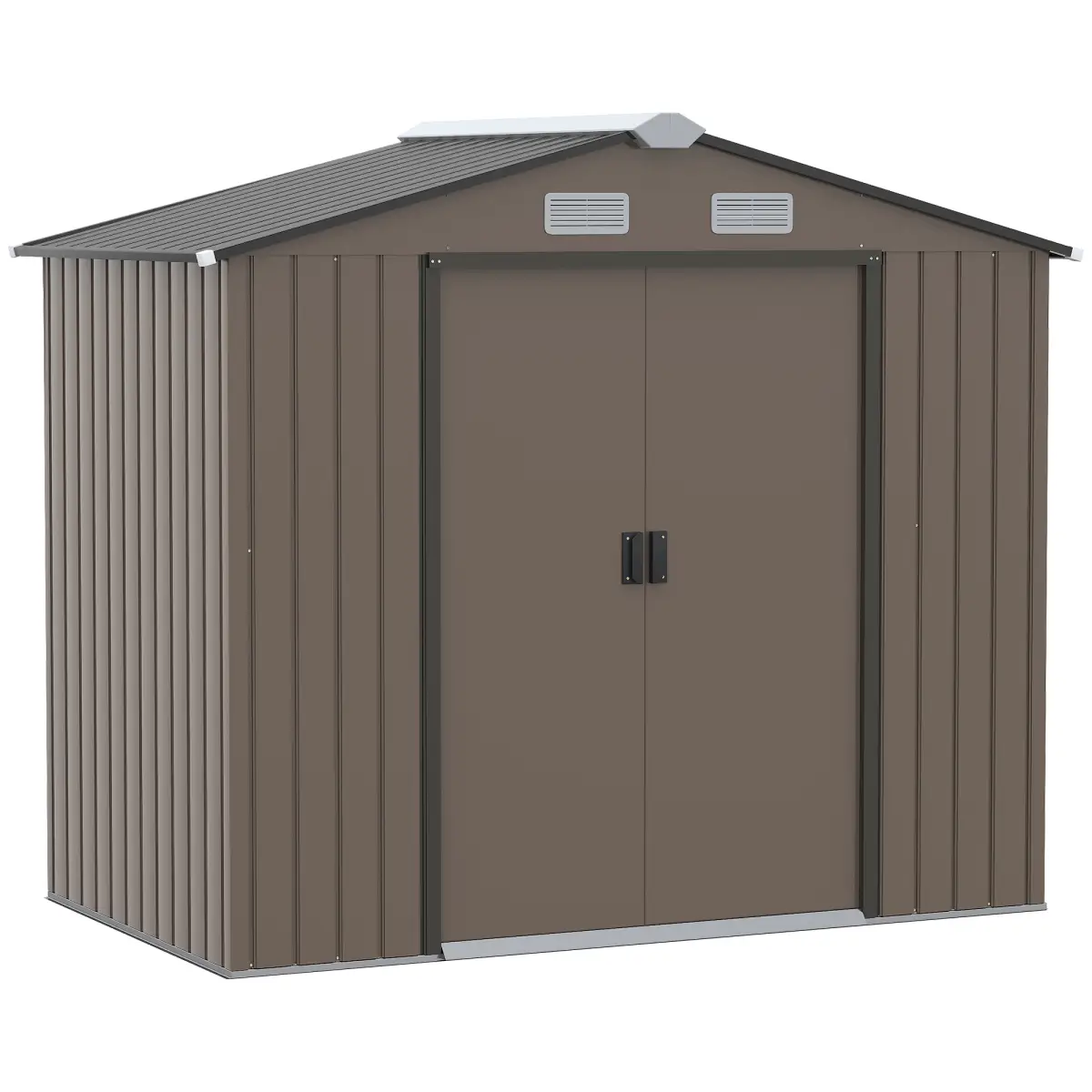 Garden Shed Storage Unit w/Locking Door Floor Foundation Vent Brown by Outsunny