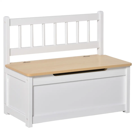 2 In 1 Wooden Toy Box, Kids Seat Bench Storage Chest, 60 x 30 x 50cm by HOMCOM