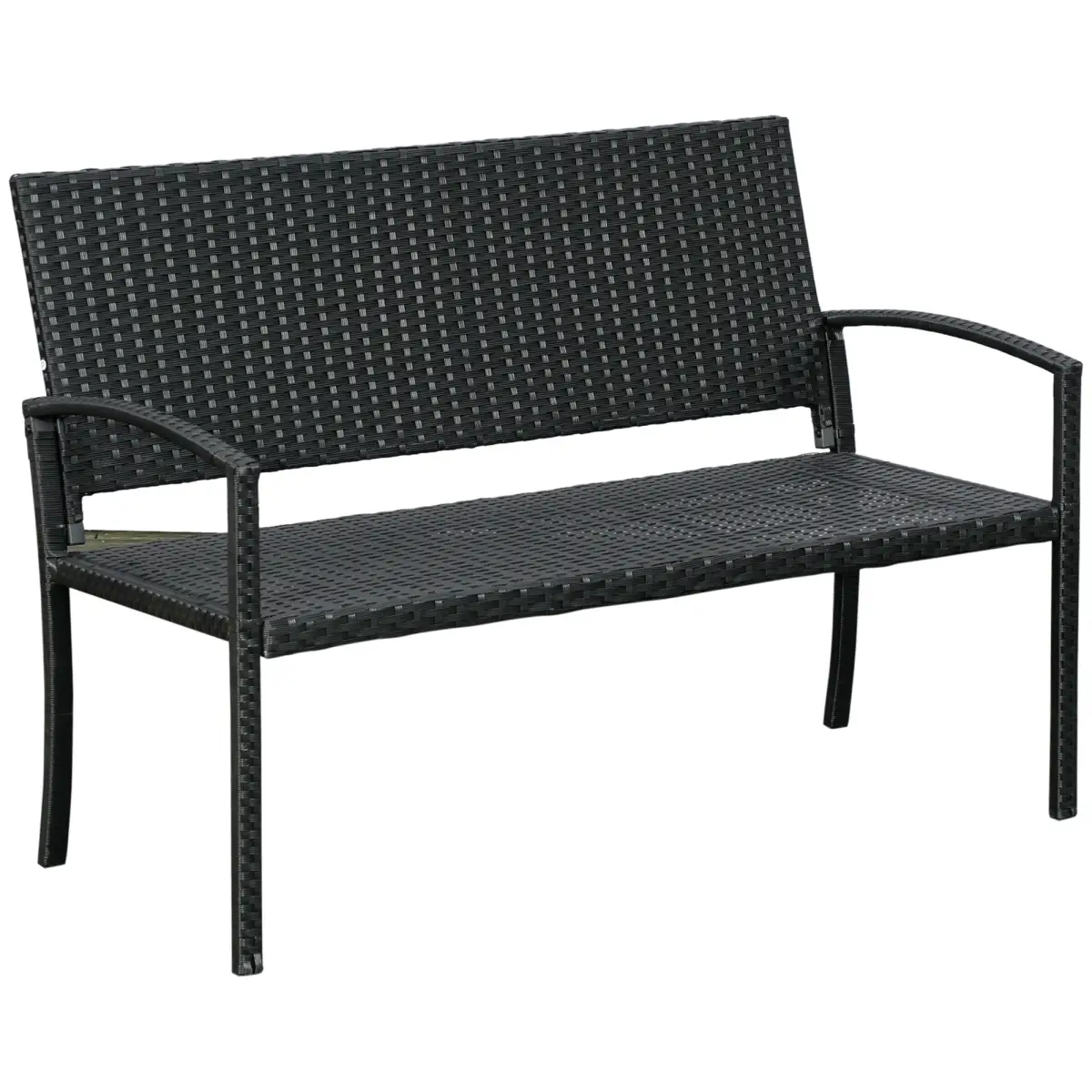 Outsunny Patio Rattan 2 Seater Garden Bench Love Seater Garden Armchair Black by Outsunny