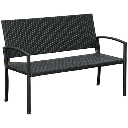 Outsunny Patio Rattan 2 Seater Garden Bench Love Seater Garden Armchair Black by Outsunny