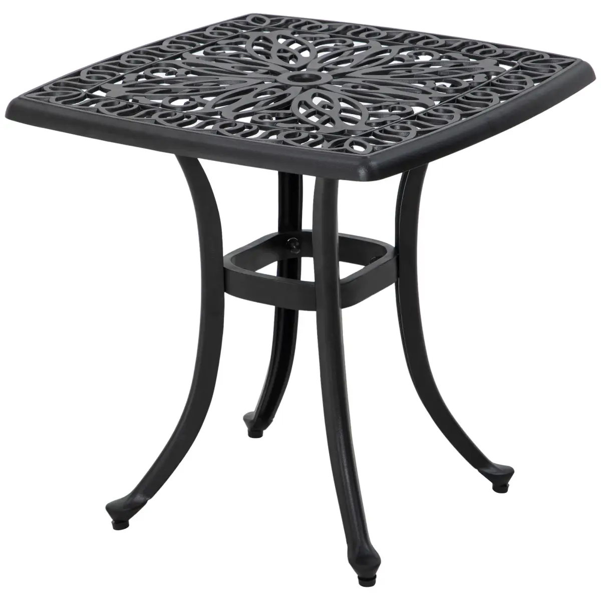 Outsunny Cast Aluminium Bistro Table with Umbrella Hole for Poolside, Black by Outsunny