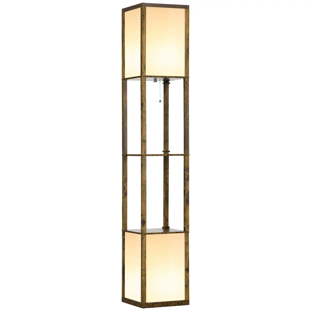 HOMCOM Shelf Floor Lamp with Dual Light, for Living Room, Bedroom, Brown by HOMCOM
