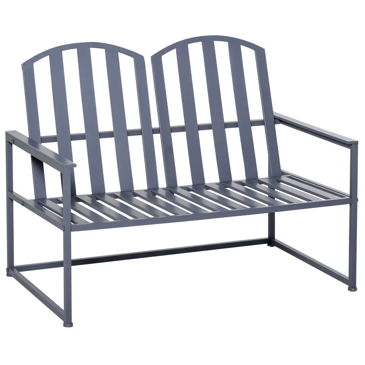 2 Seat Steel Patio Garden Bench Chair Slat Design Backyard Porch Outsunny by Unbranded