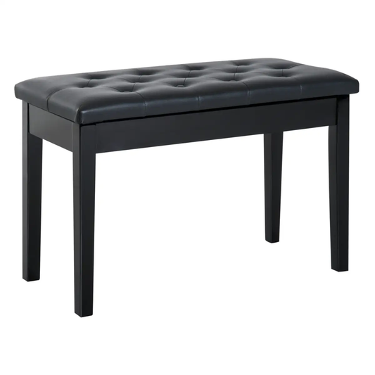 Classic Digital Keyboard Piano Bench Makeup Padded Seat Stool Solid Wood Black by HOMCOM