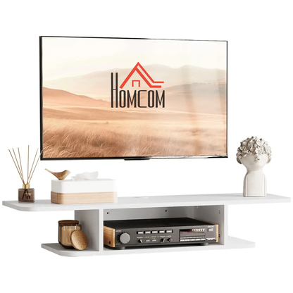 Floating TV Unit Stand Wall Mount Media Console with Storage Shelf, White by Unbranded
