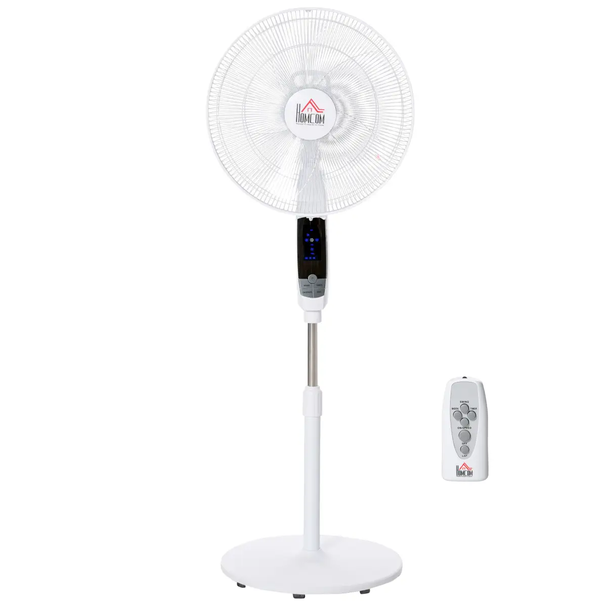 HOMCOM 54 Inch Pedestal Fan Height Adjustable 7.5h 85 Oscillation LED Panel by Unbranded