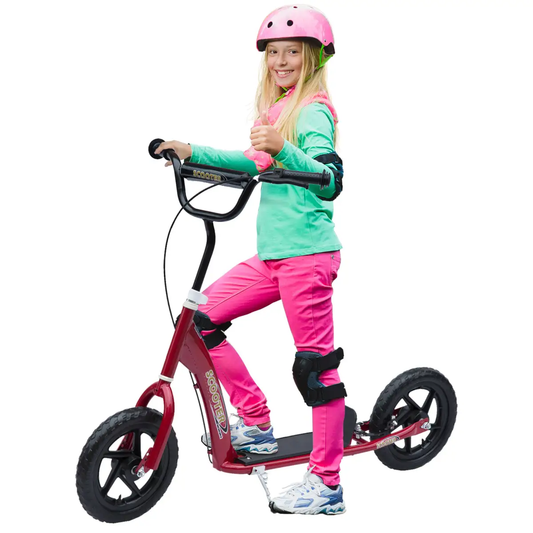 Push Scooter Teen Kids Stunt Bike Ride On with 12" EVA Tyres, Red HOMCOM by Unbranded