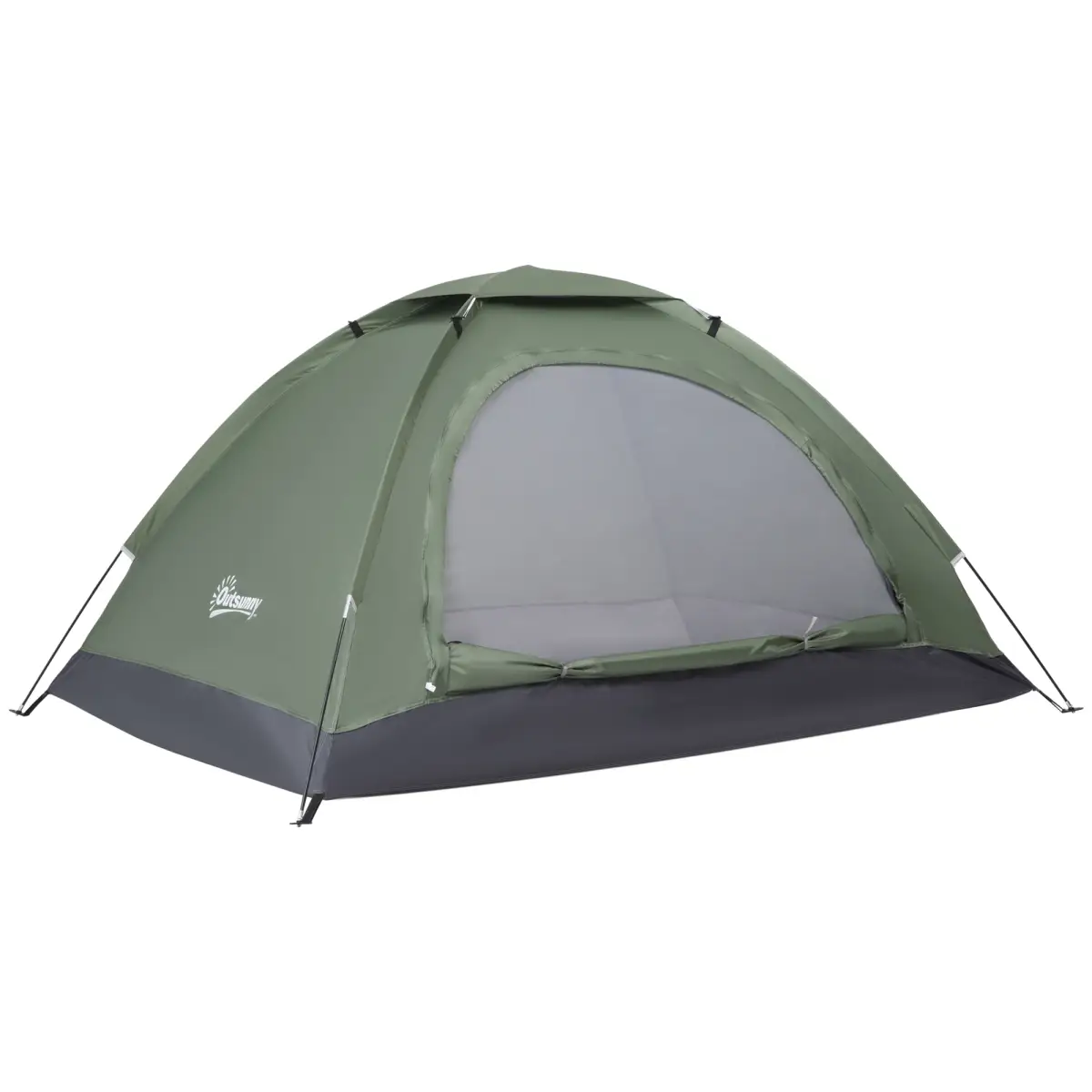 Outsunny Camping Tent for 2 Person Dome Tent w/ Storage Pocket Dark Green by Outsunny