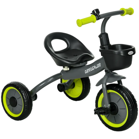 AIYAPLAY Trike with Adjustable Seat Basket Kids Tricycle for 2-5 Years Old Black by HOMCOM