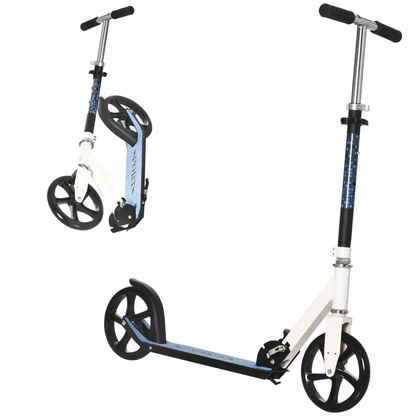 HOMCOM Kick Scooter Commuter Adjustable Height Wheels Foldable Aluminium White by Unbranded