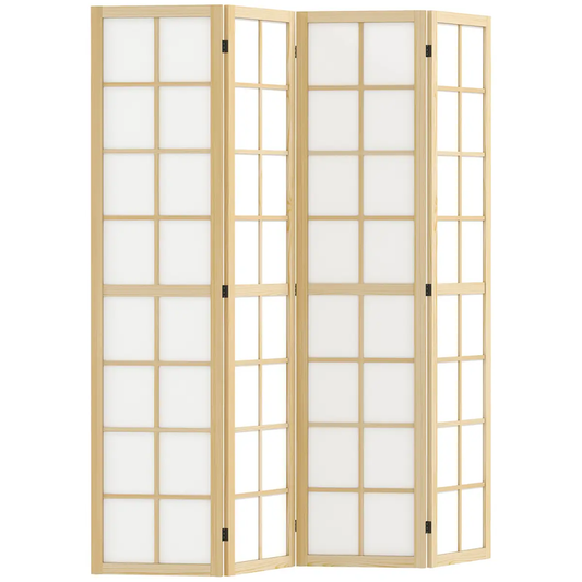 HOMCOM Indoor Room Partition, 4 Panel Folding Room Divider, 160 x 170cm by HOMCOM