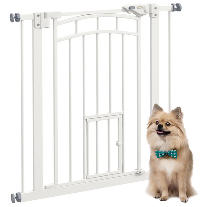 PawHut Pressure Fit, Safety Gate Dog Gate w/ Small Cat Door Opening, 74-80cm by PawHut