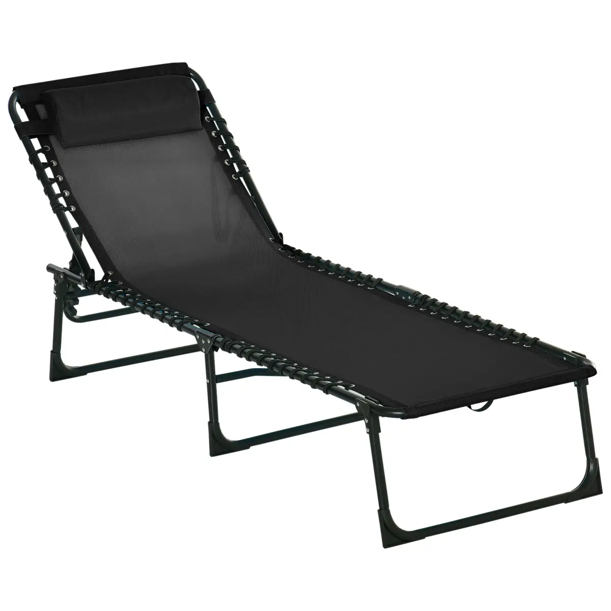 Sun Lounger Reclining Cot Foldable Folding Garden Chair Bed Relaxer Outsunny by Unbranded