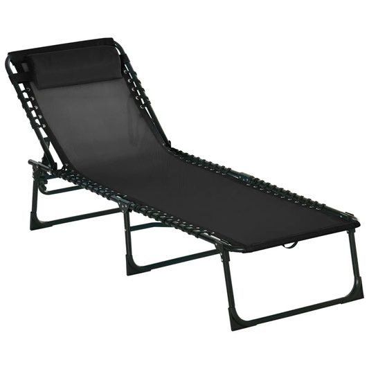 Sun Lounger Reclining Cot Foldable Folding Garden Chair Bed Relaxer Outsunny by Unbranded
