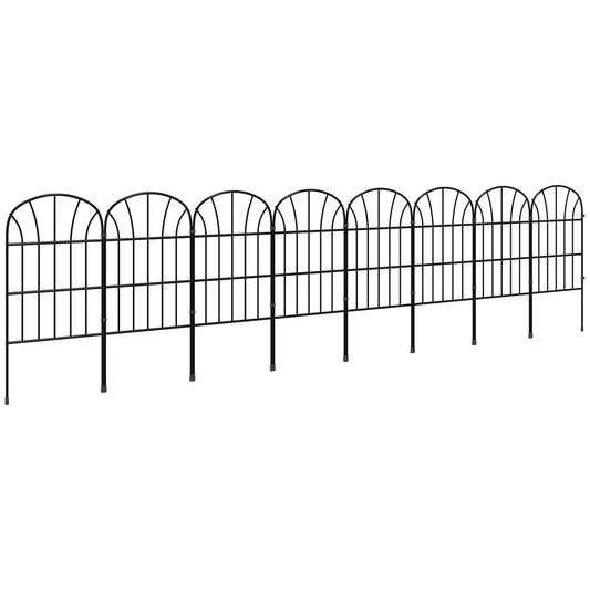 Outsunny 8PCs Decorative Garden Fencing 24in x 8.7ft Metal Border Edging by Outsunny
