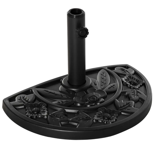 Half Round Parasol Base Weighted Umbrella Holder Stand Balcony Black by Outsunny