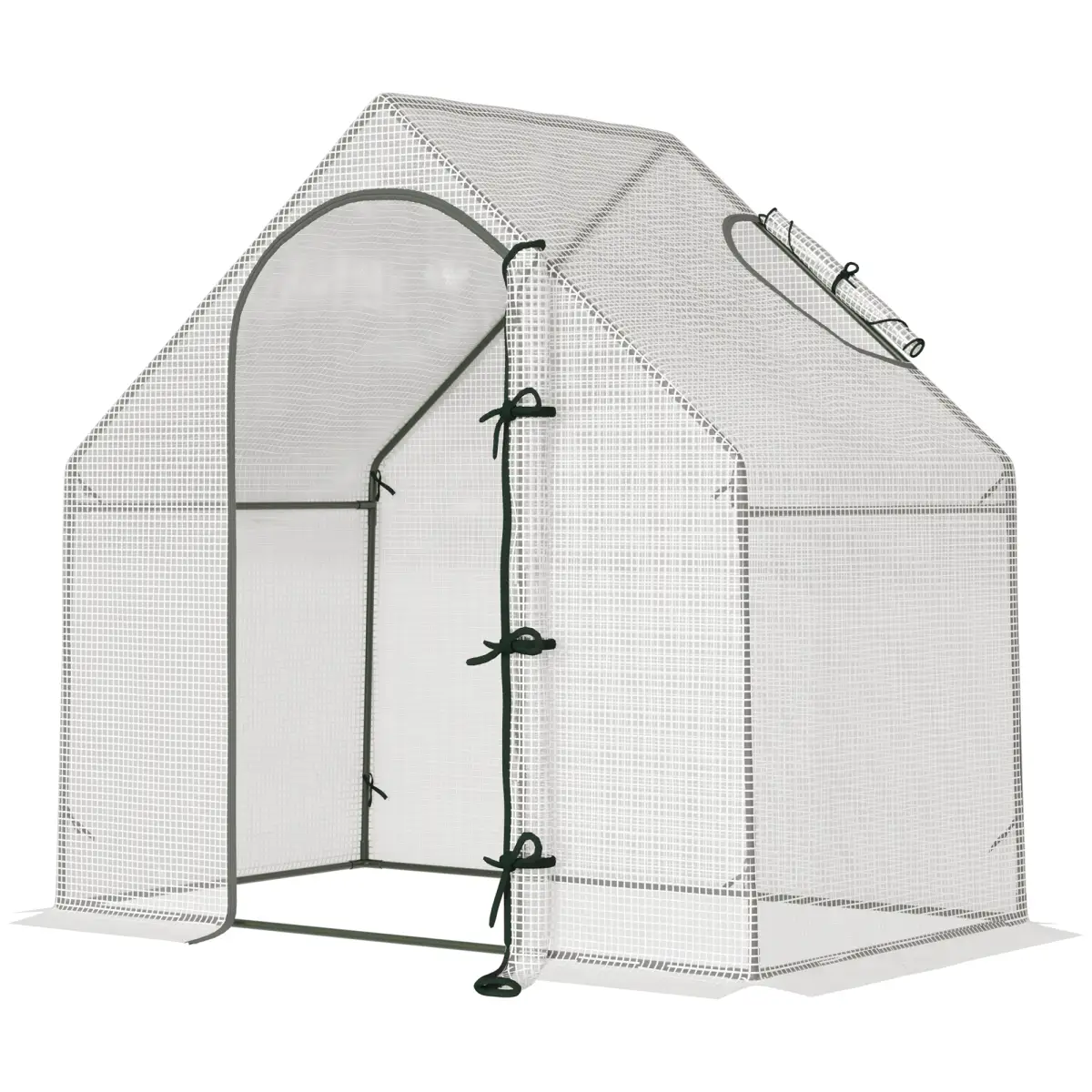 Walk-In Greenhouse Vegetable Plant Window Roll-Up 180 x 100 x 165cm, White by Outsunny