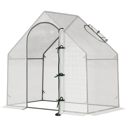 Walk-In Greenhouse Vegetable Plant Window Roll-Up 180 x 100 x 165cm, White by Outsunny