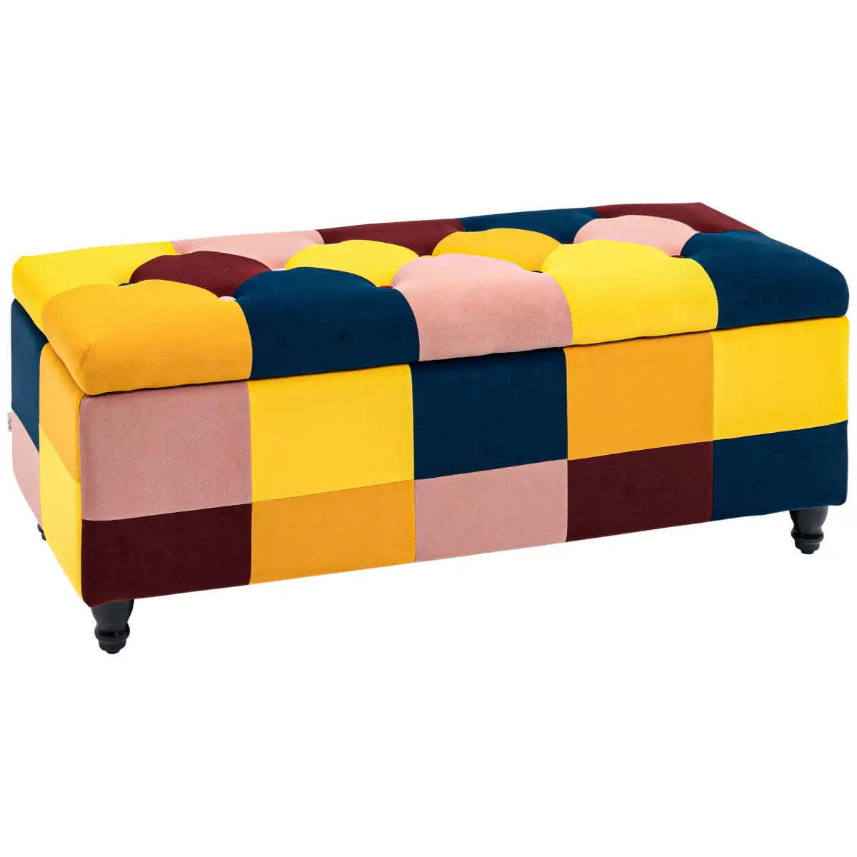 114 x 47 x 47cm Velvet Storage Ottoman, Button-tufted Footstool Box by HOMCOM
