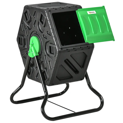 Outsunny 65L Garden Compost Bin, Barrel Rotating Composter with Steel Legs by Outsunny