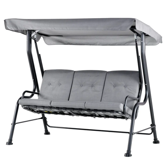 3 Seater Swing Chairs Thick Padded Seat Hammock Canopy Bench Bed - Grey by Outsunny
