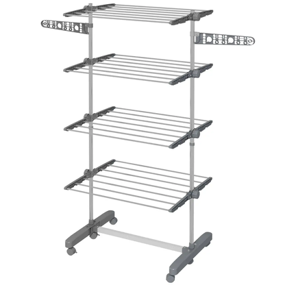 HOMCOM 4-Tier Large Clothes Airer Stainless Steel Clothes Drying Rack Grey by HOMCOM