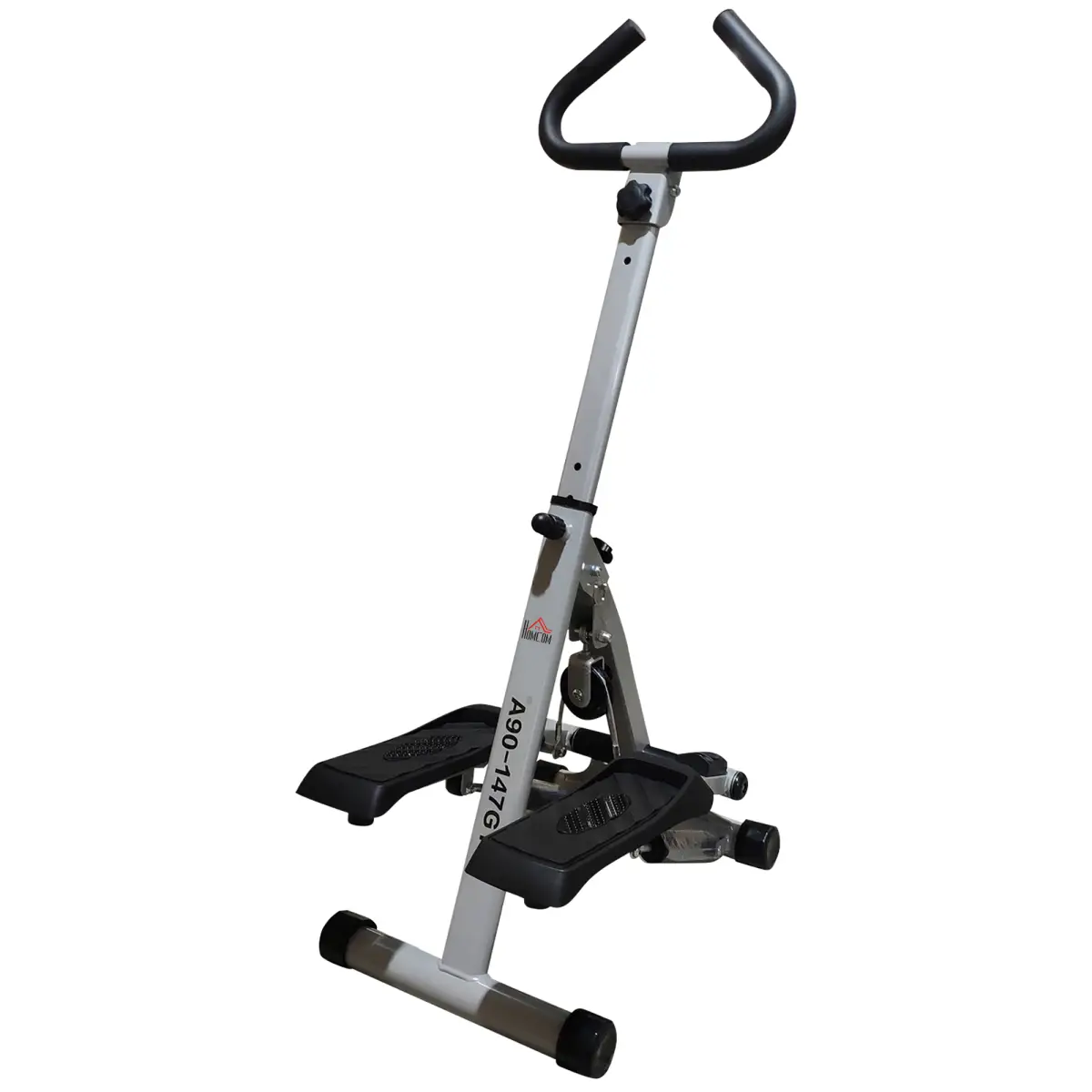 Foldable Stepper Adjustable Step Machine w/ Handlebar LCD Display, Grey HOMCOM by Unbranded