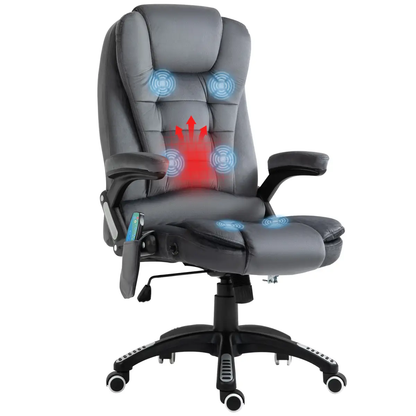 Executive Reclining Chair w/ Heating Massage Points Relaxing Headrest Grey by Unbranded
