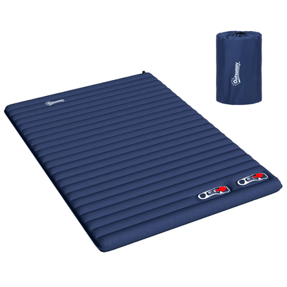 Inflatable Bed Double Mattress Camping Sleeping Outdoor Travel Blue Outsunny by Unbranded