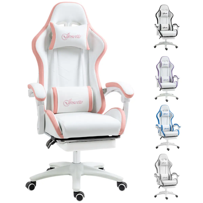 Vinsetto Racing Style Gaming Chair with Reclining Function Footrest, Pink by Vinsetto