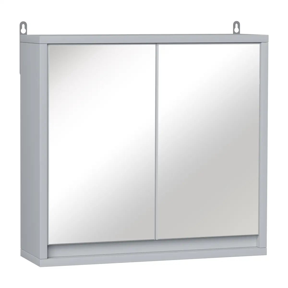 Wall Mounted Mirror Cabinet with Storage Shelf Bathroom Cupboard Grey by Homcom