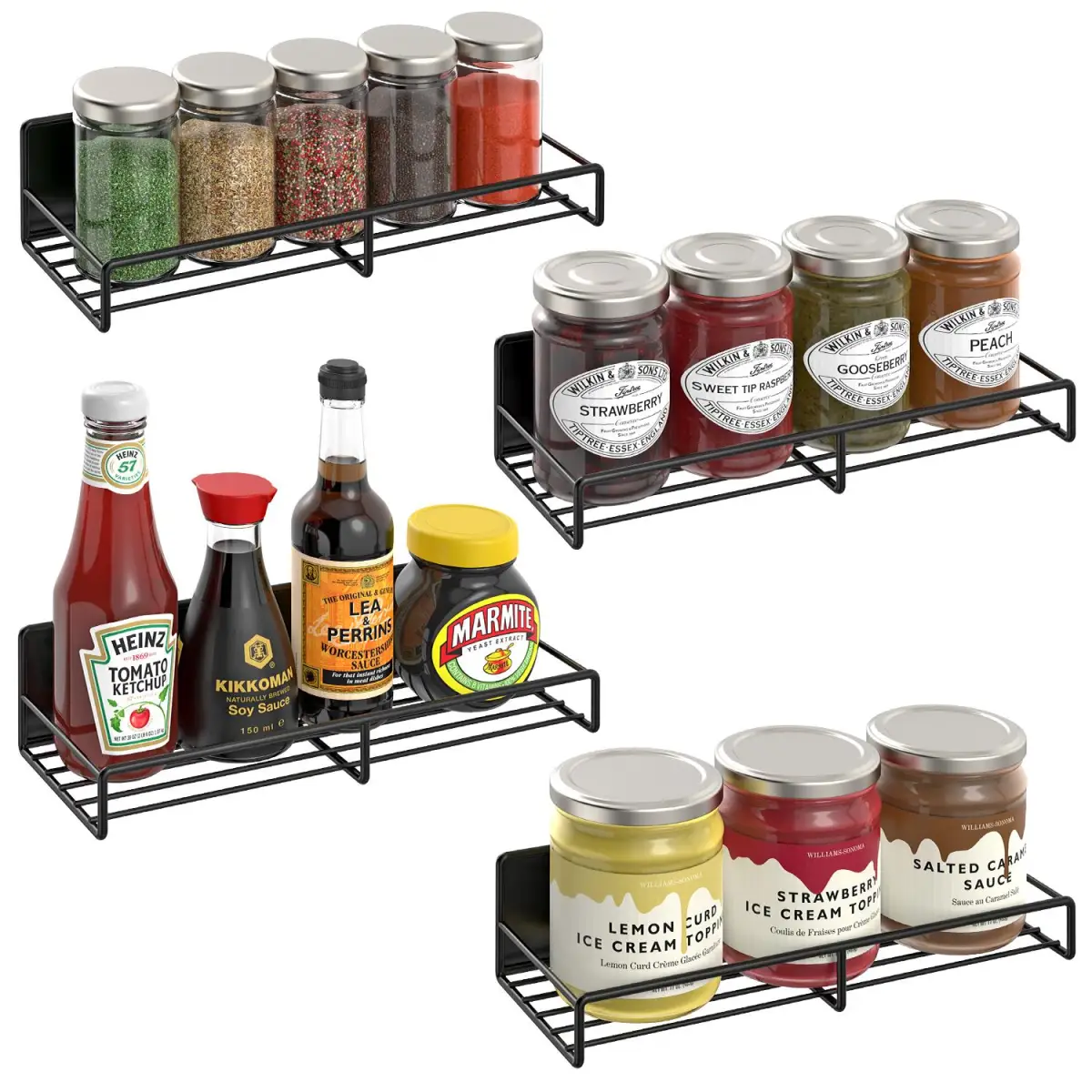 VINSANI 4pc MAGNETIC SPICE RACK METAL SHELF 1010421 by Vinsani