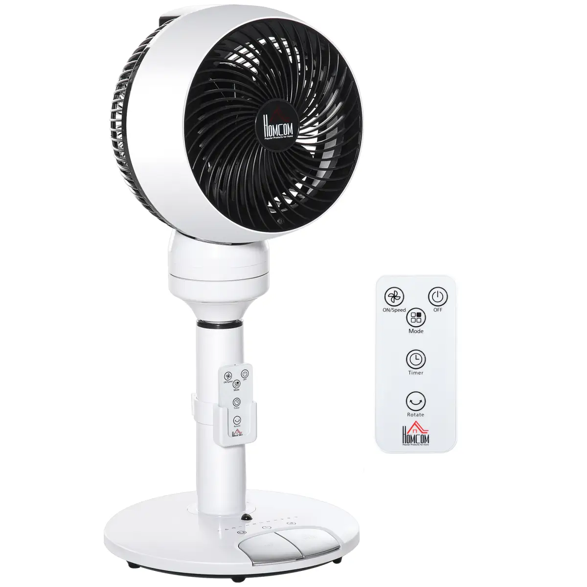 Air Circulator Fan 3 Speed 3 Mode, Oscillation Tilt, Height Adjust Black/White by HOMCOM