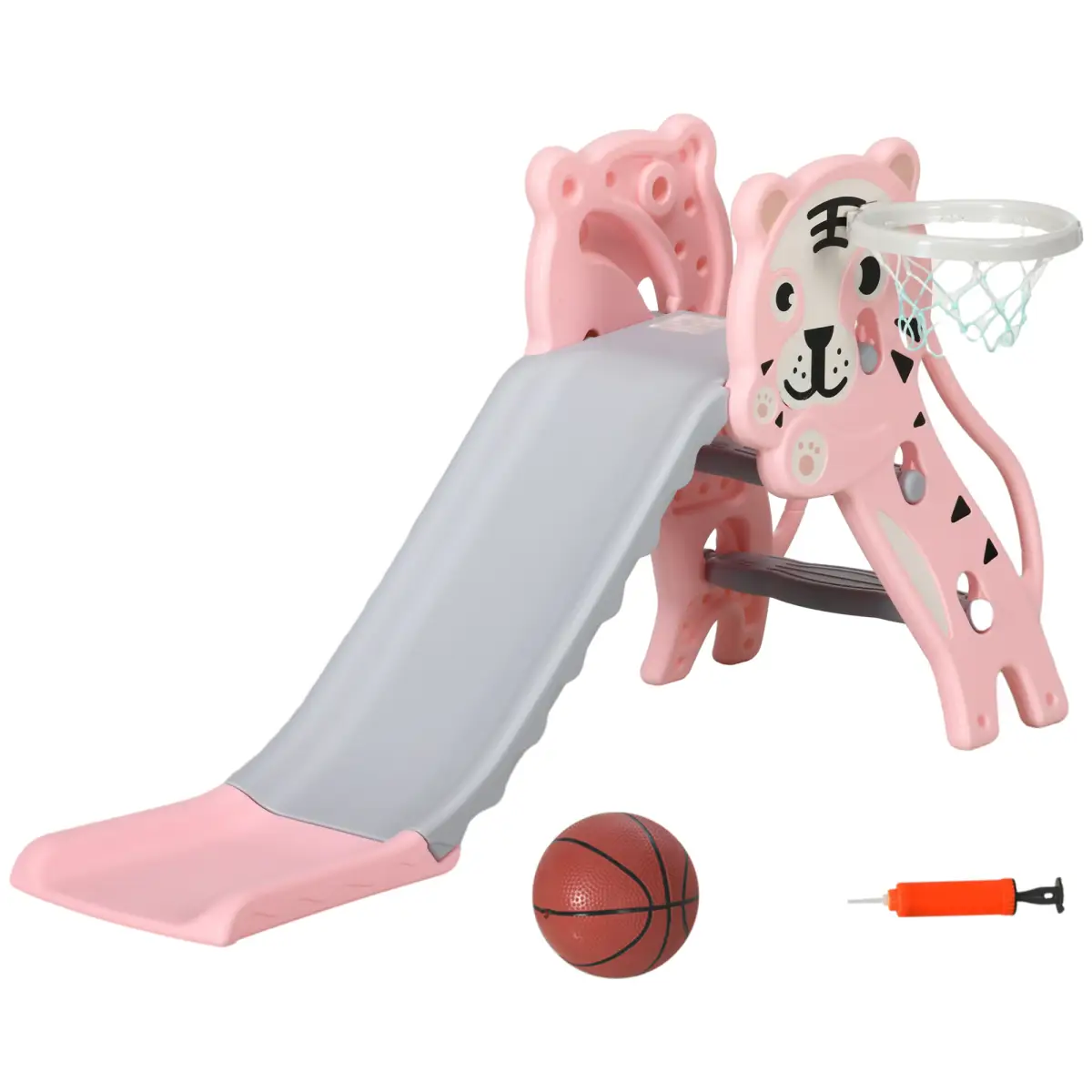 AIYAPLAY Kids Slide with Basketball Hoop, Basketball, for 18-36 Months, Pink by AIYAPLAY