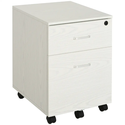 2-Drawer Locking Office Filing Cabinet 5 Wheels Rolling Storage White Vinsetto by Unbranded
