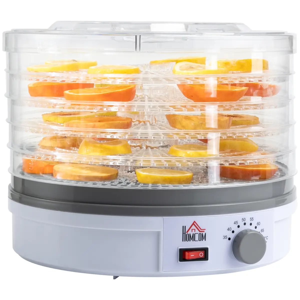 5 Tier Food Dehydrator 245W Stainless Steel Food Dryer Machine Timer LCD White by HOMCOM