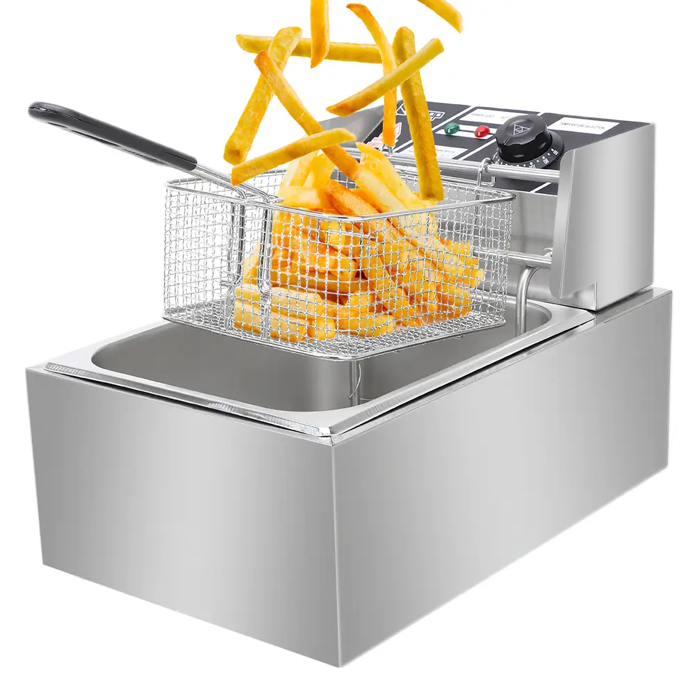 [Replace old code: 96063967] EH81 2500W 220-240V 6.3QT/6L Stainless Steel Single Cylinder Electric Fryer UK Plug by N/A