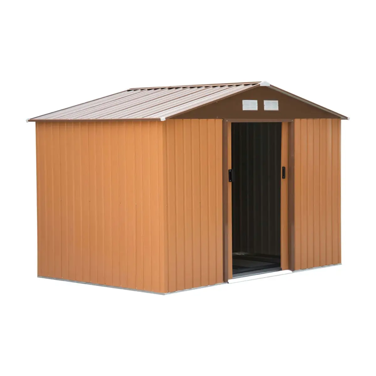 9x6 ft Metal Shed Khaki Storage Large Yard Store Door Container by Outsunny