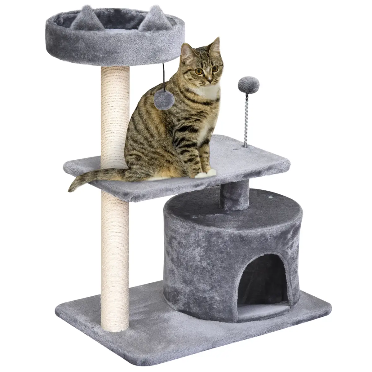 81cm Cat Tree Scratching Post Tower for Kitten Large Cats Activity Centre House by Pawhut