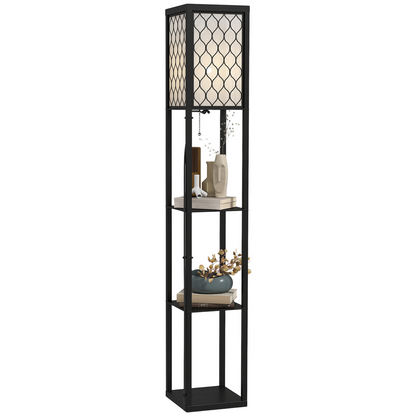 Shelf Floor Lamp W/4-tier Open Shelves Wooden, 26L x 26W x 160Hcm-Black/White by HOMCOM